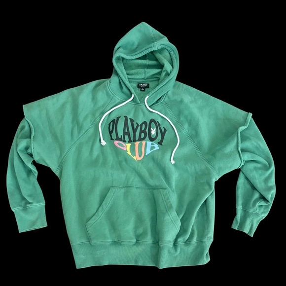 PLAYBOY Green Hoodie with Multicolor Logo - Picture 1 of 5